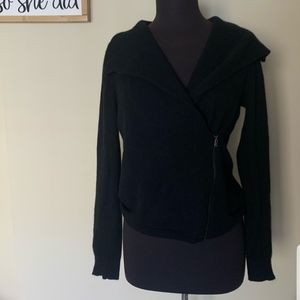 Black Cashmere Moto Sweater